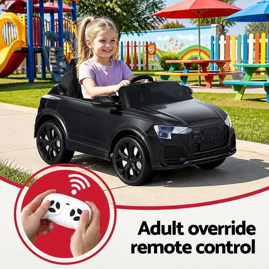 Kids Ride On Car Black 12V Electric Remote Control Steering Wheel Pedal