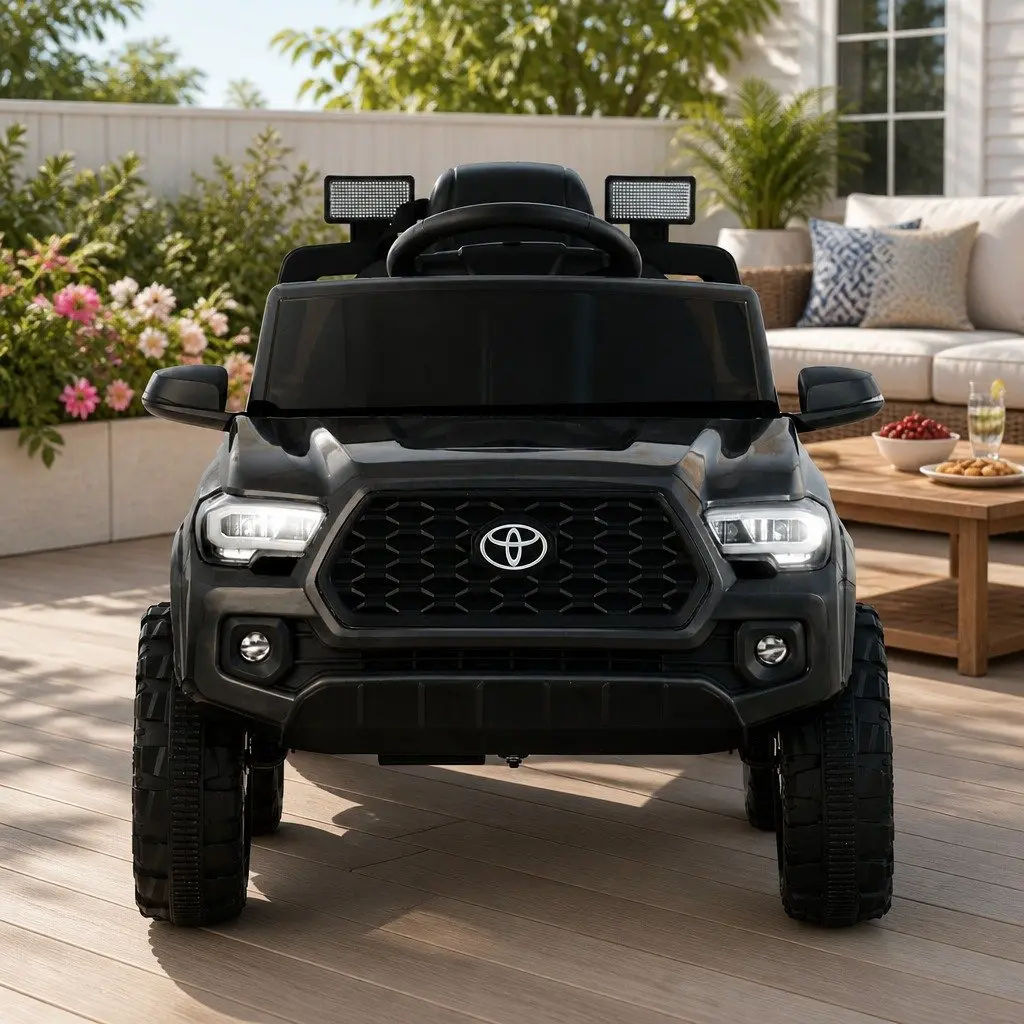 Kids Ride On Car Black 12V Remote Control with Steering Wheel and Adjustable Speed