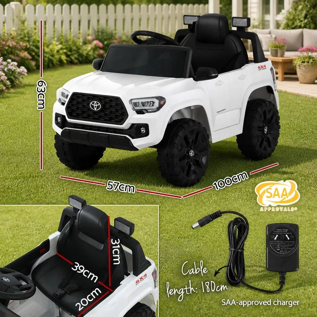 Kids Electric Ride On Car Tacoma 12V White Remote Control Toy Vehicle
