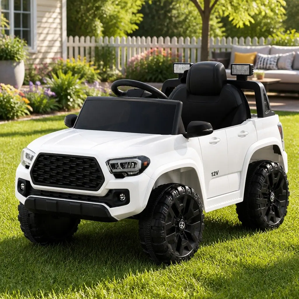 Kids Electric Ride On Car Tacoma 12V White Remote Control Toy Vehicle