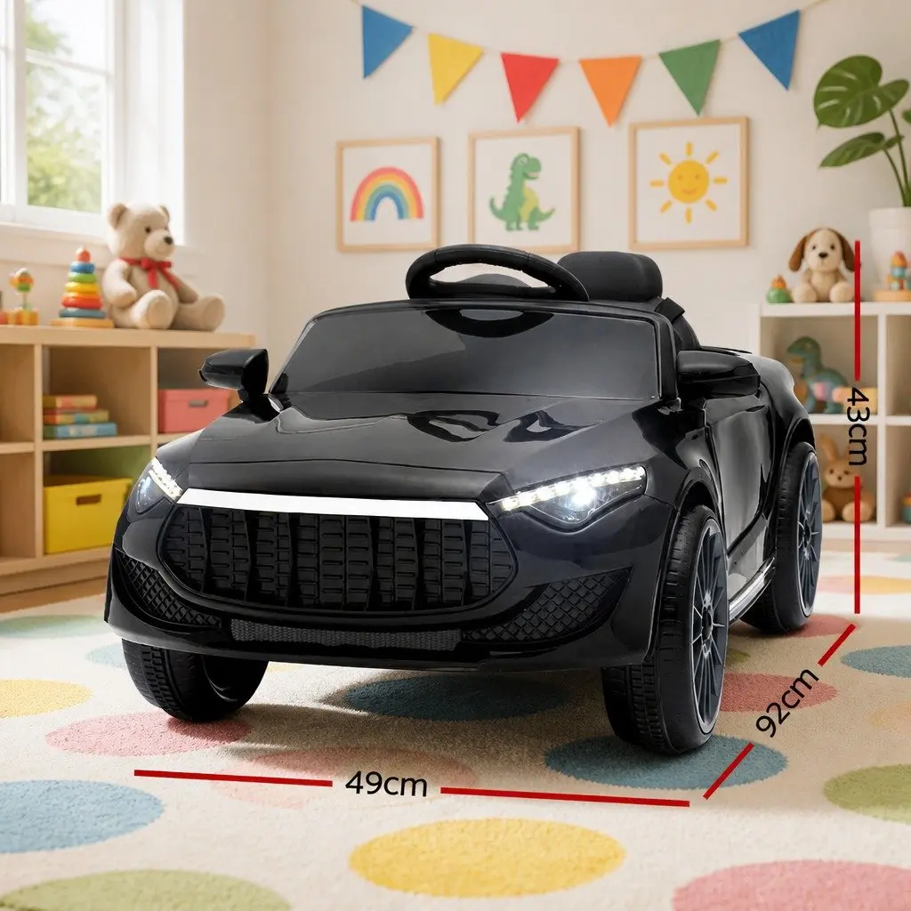 Kids Ride On Car Black 12V Battery Powered Remote Control with Steering Wheel and Acceleration Pedal