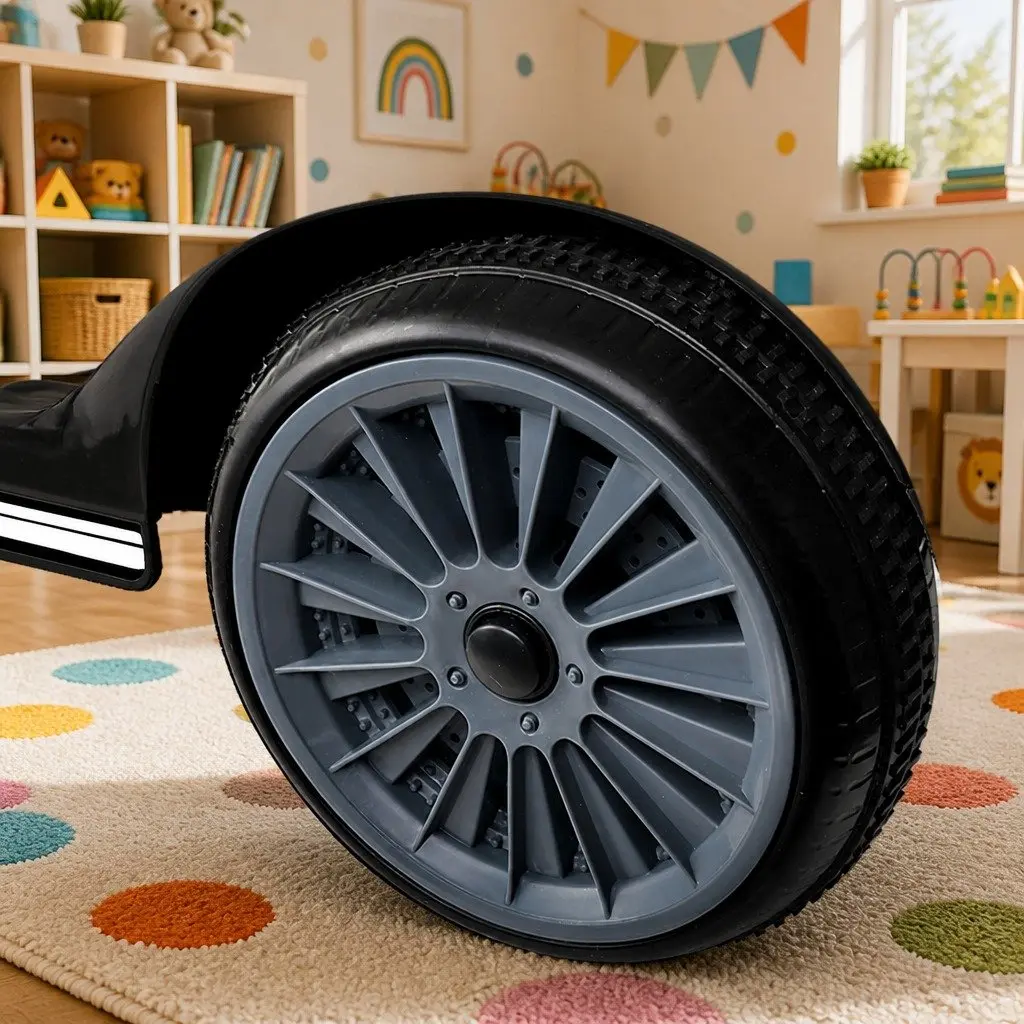 Kids Ride On Car Black 12V Battery Powered Remote Control with Steering Wheel and Acceleration Pedal