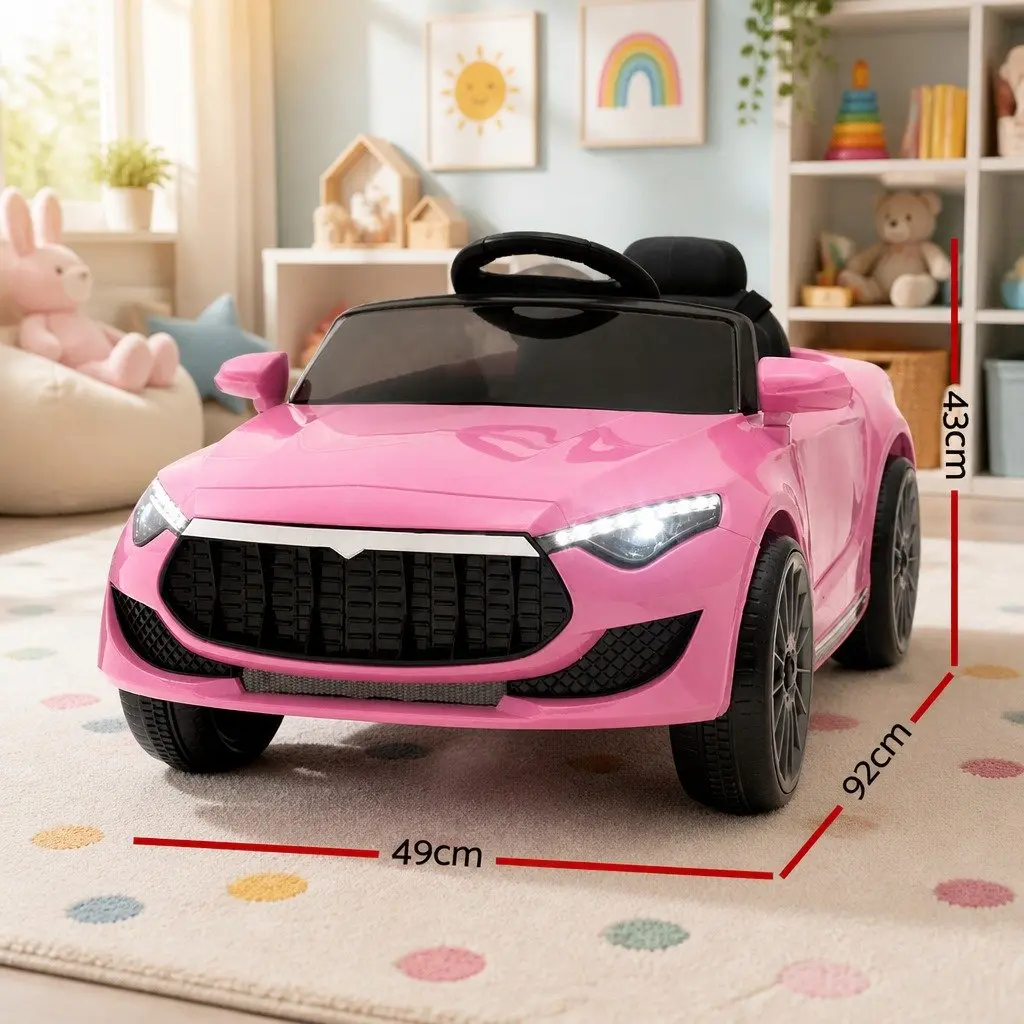 Kids Ride On Car Pink 12V Remote Control Headlight Music