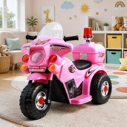 Kids Electric Ride On Police Motorcycle 6V Battery Motorbike Pink Age 3+