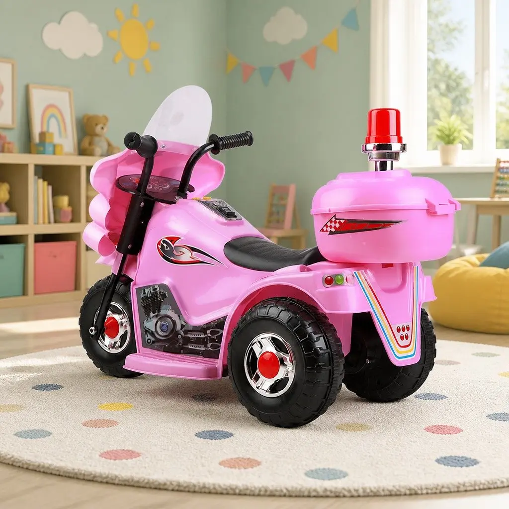 Kids Electric Ride On Motorcycle Pink 6V Battery Forward and Reverse Operation Slip-proof Handlebar