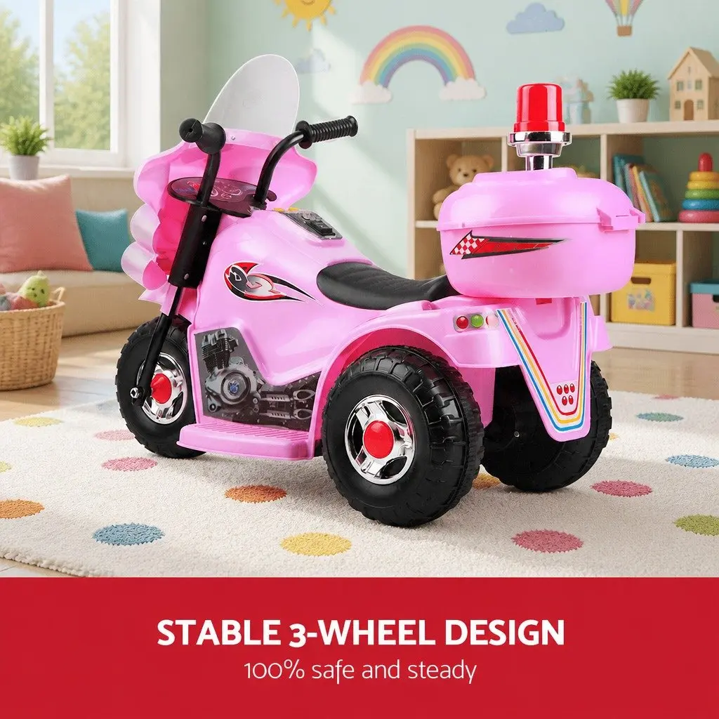Kids Electric Ride On Motorcycle Pink 6V Battery Forward and Reverse Operation Slip-proof Handlebar