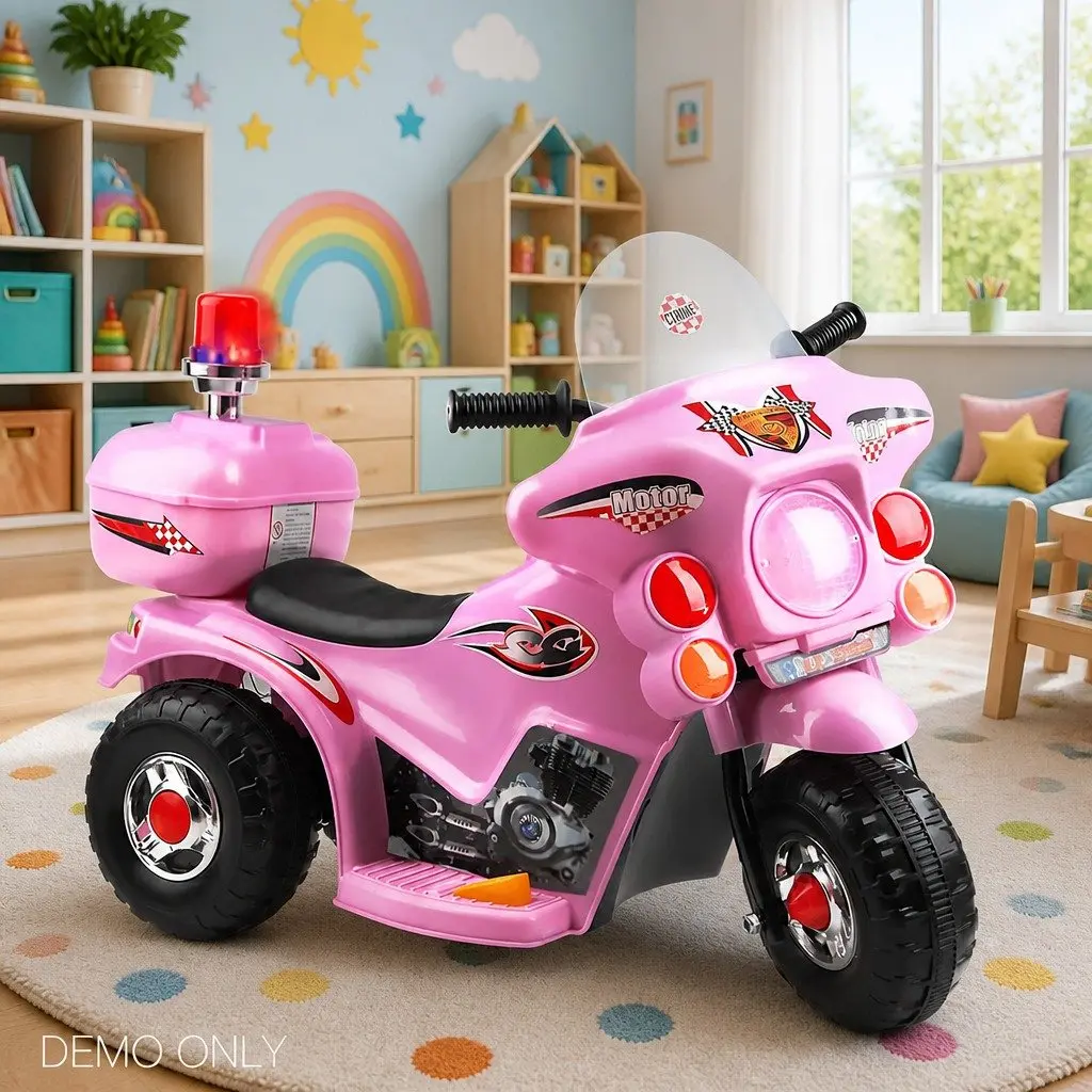 Kids Electric Ride On Motorcycle Pink 6V Battery Forward and Reverse Operation Slip-proof Handlebar