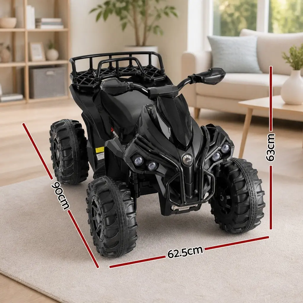 Kids Ride On ATV Electric Quad Motorbike Black 12V Dual Motors Adjustable Speed Interactive Controls