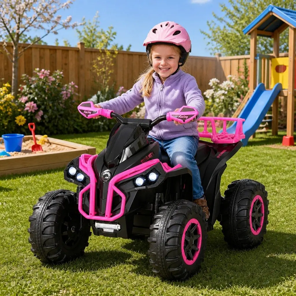 Kids Ride On ATV Quad Electric Toy Pink 12V Dual Motors Acceleration Pedal Control