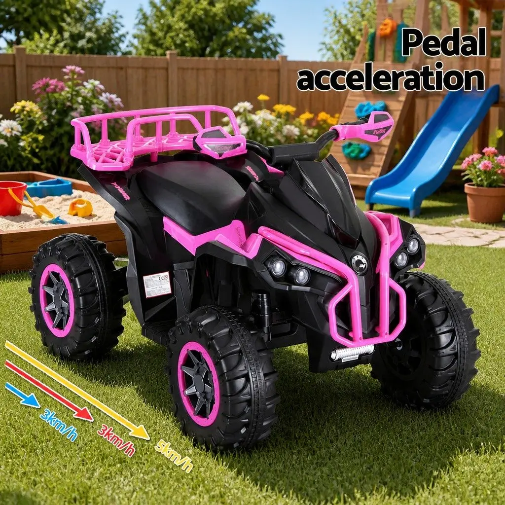 Kids Ride On ATV Quad Electric Toy Pink 12V Dual Motors Acceleration Pedal Control