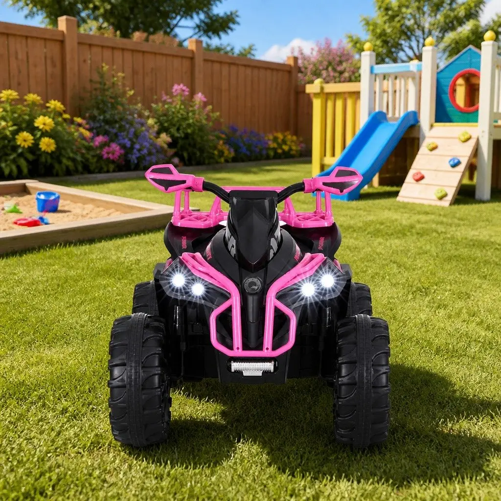 Kids Ride On ATV Quad Electric Toy Pink 12V Dual Motors Acceleration Pedal Control