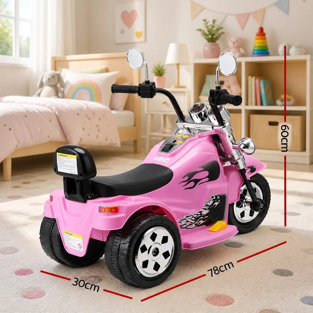 Ride On Motorcycle Pink 6V Battery Powered with Acceleration Pedal Twin Motors Horn and Music Entertainment Headlight Anti-slip Tyres