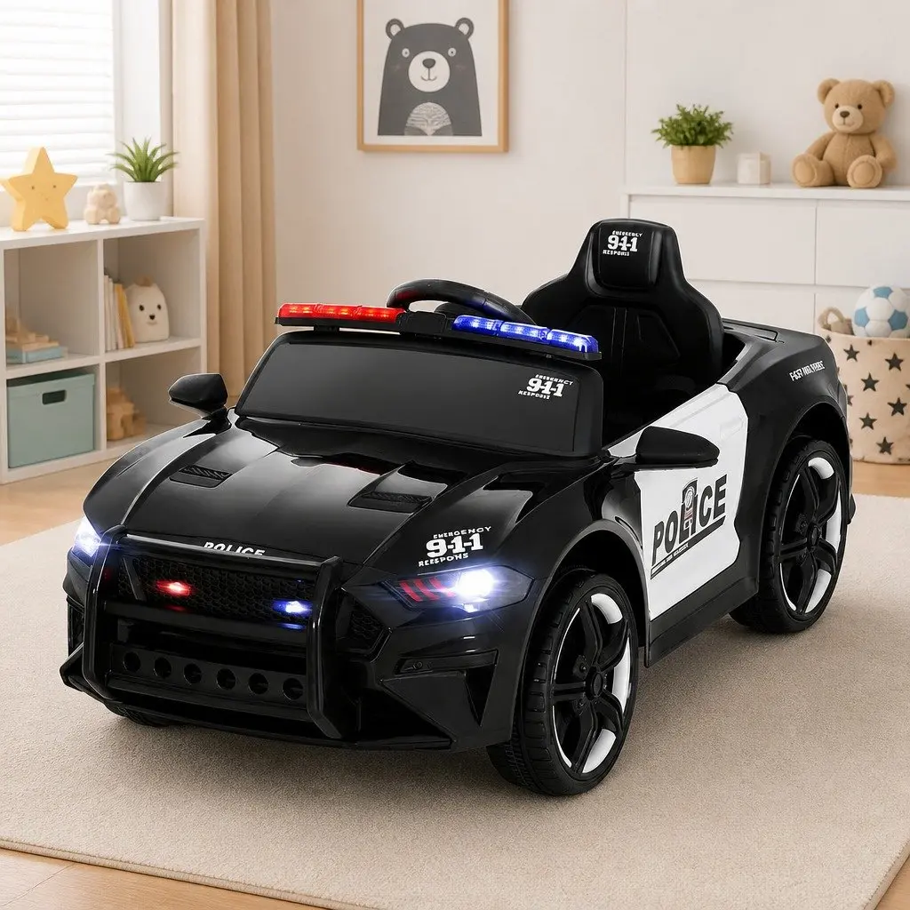 Kids Ride On Car Black 12V Electric Battery Powered with Steering Wheel and Remote Control