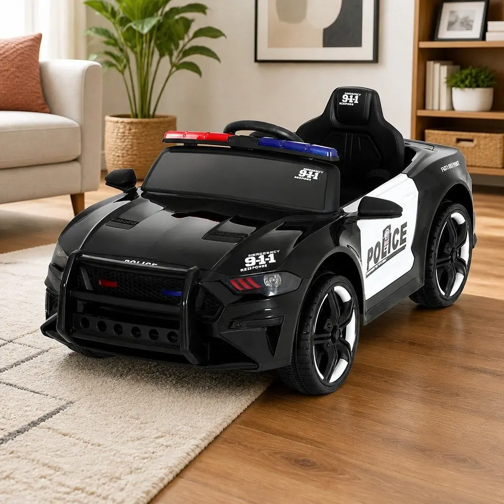 Kids Ride On Car Black 12V Electric Battery Powered with Steering Wheel and Remote Control
