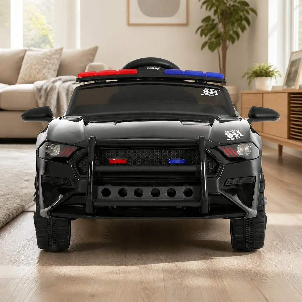 Kids Ride On Car Black 12V Electric Battery Powered with Steering Wheel and Remote Control