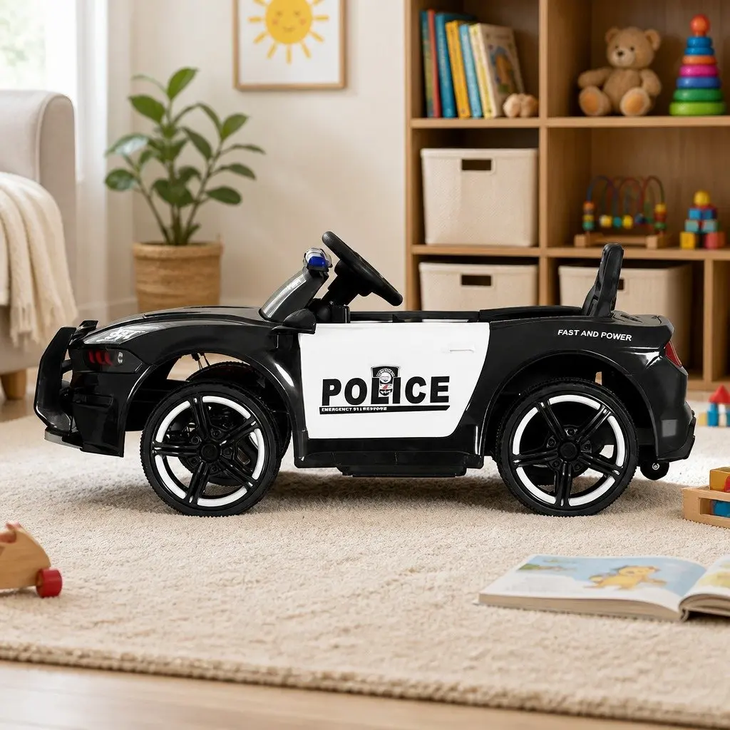 Kids Ride On Car Black 12V Electric Battery Powered with Steering Wheel and Remote Control