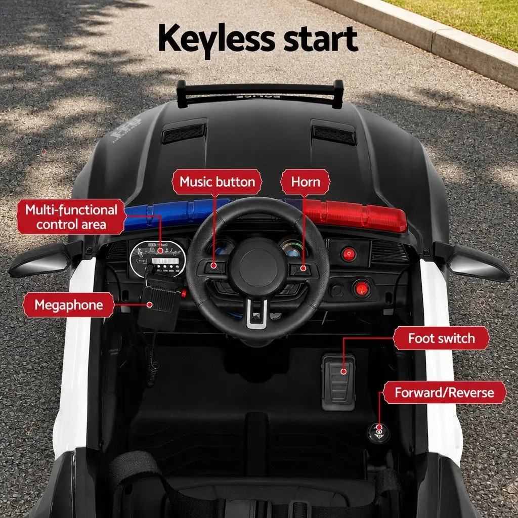 Kids Ride On Car Black 12V Electric Battery Powered with Steering Wheel and Remote Control