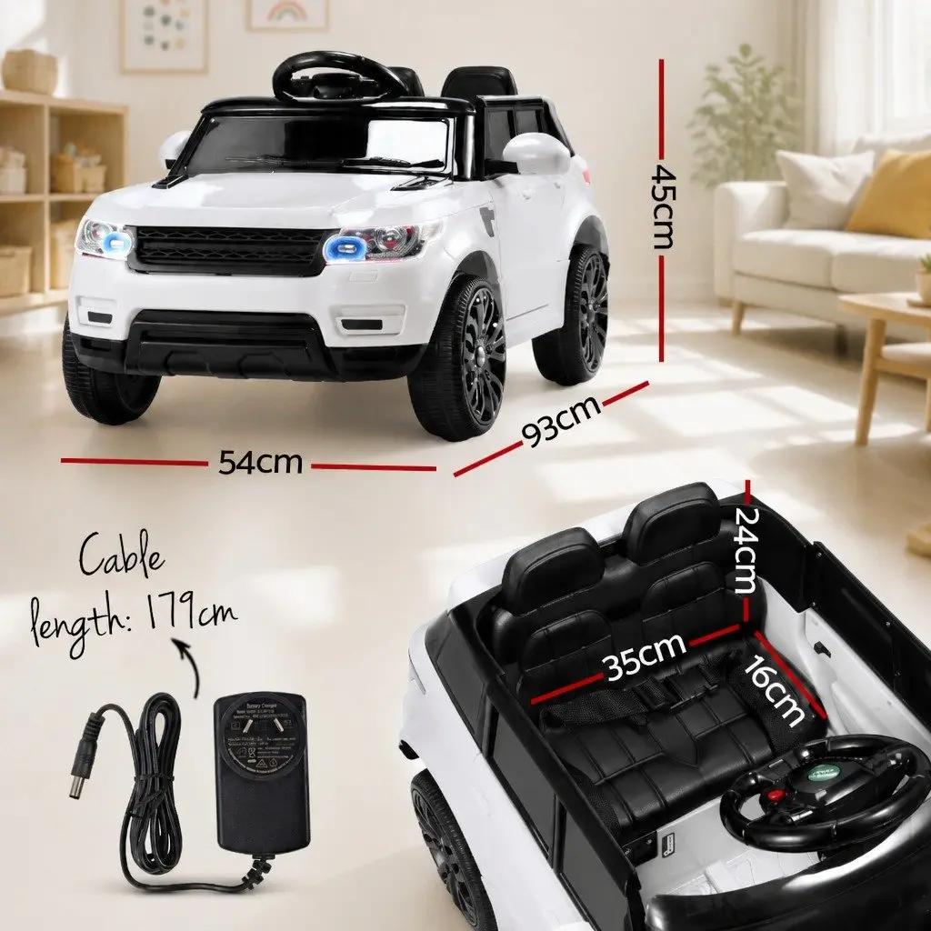 Kids Electric Ride On Car 12V Remote Control SUV Toy White Rechargeable Battery