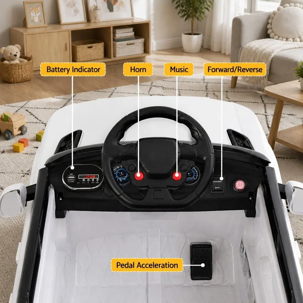 Kids Electric Ride On Car 12V Remote Control SUV Toy White Rechargeable Battery