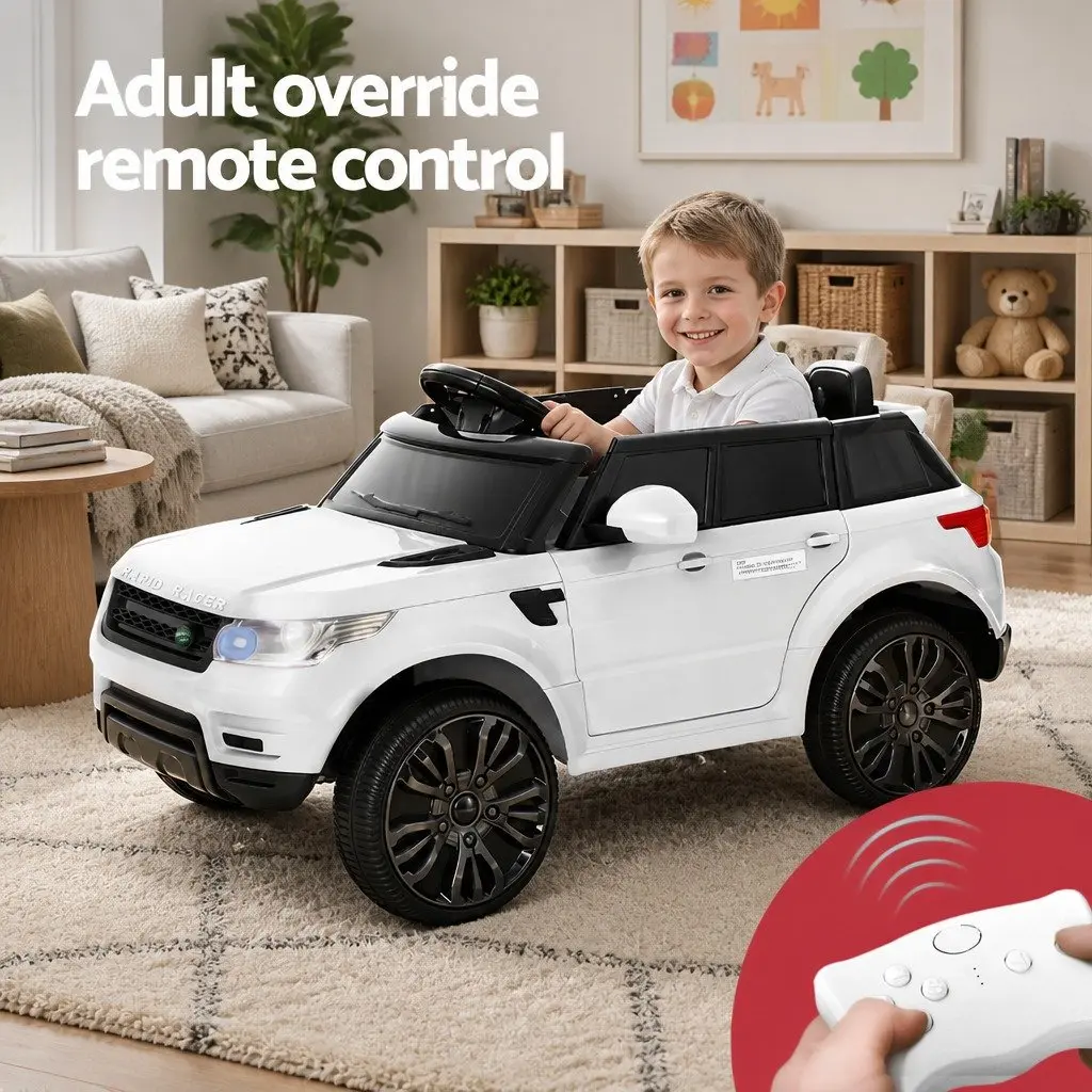 Kids Electric Ride On Car 12V Remote Control SUV Toy White Rechargeable Battery