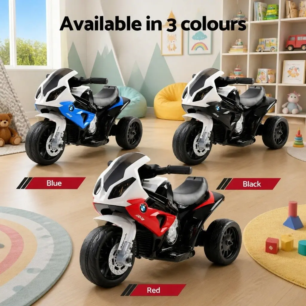 Kids Electric Ride On Motorcycle Black 6V Battery Powered 3-Wheel Suspension