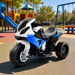Compact Blue Kids Motorcycle with Battery Power