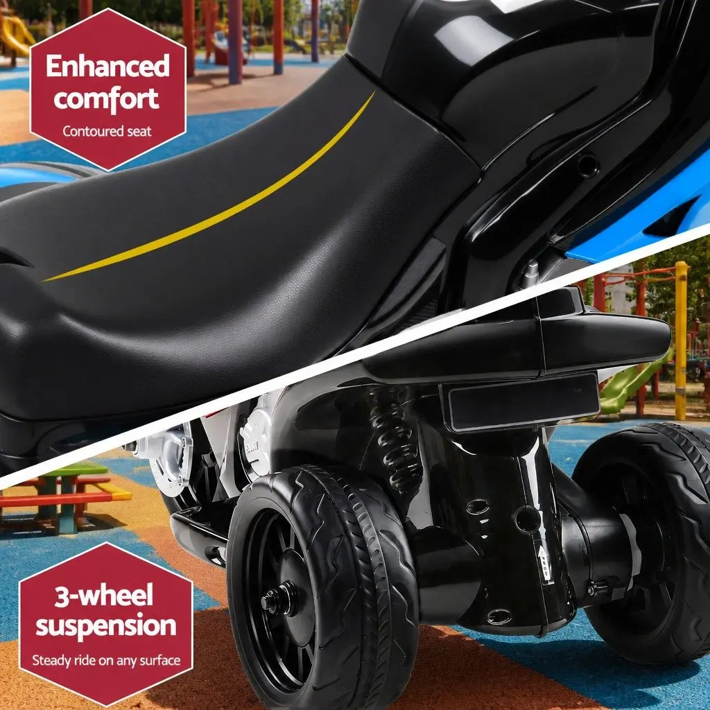 Kids Ride On Motorbike Blue 6V Battery Powered with Suspension and Music Functionality