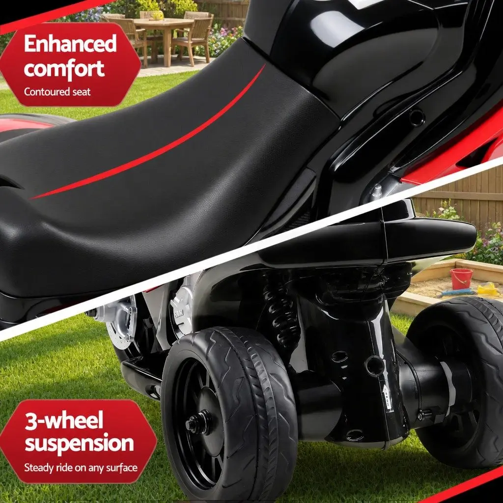 Kids Ride On Motorcycle Red 6V Battery Powered with Acceleration Pedal and 3 Wheel Suspension