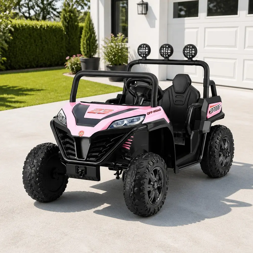 Kids Ride On Car Pink 120cm Electric with Headlight Music Remote Control