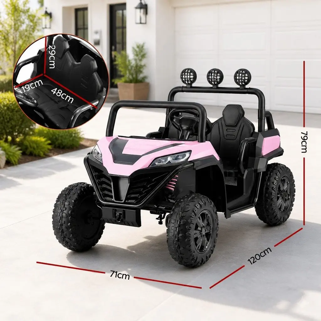 Kids Ride On Car Pink 120cm Electric with Headlight Music Remote Control