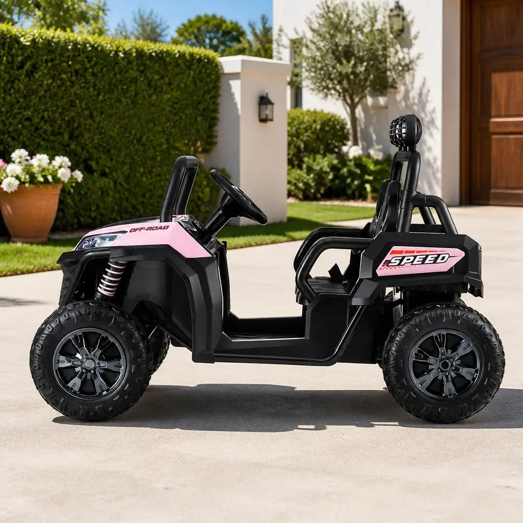Kids Ride On Car Pink 120cm Electric with Headlight Music Remote Control