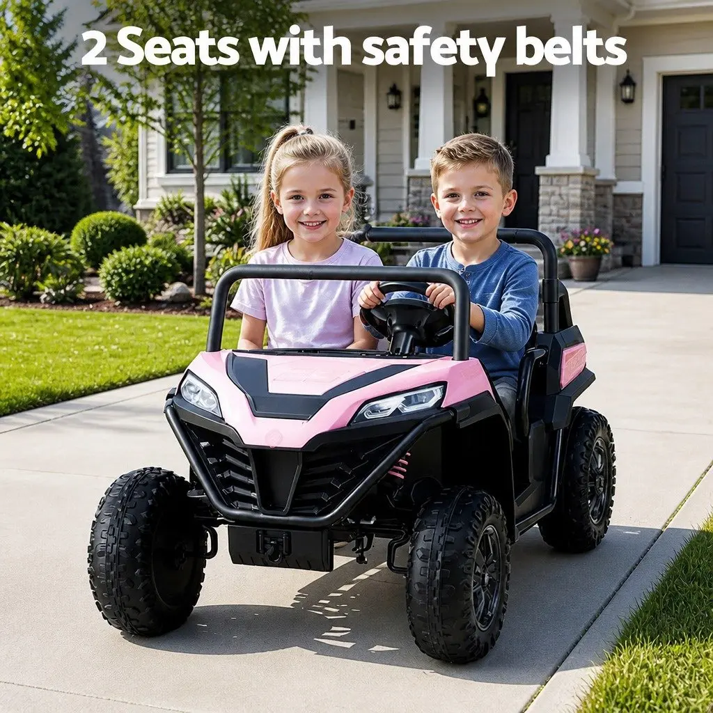 Kids Ride On Car Pink 120cm Electric with Headlight Music Remote Control
