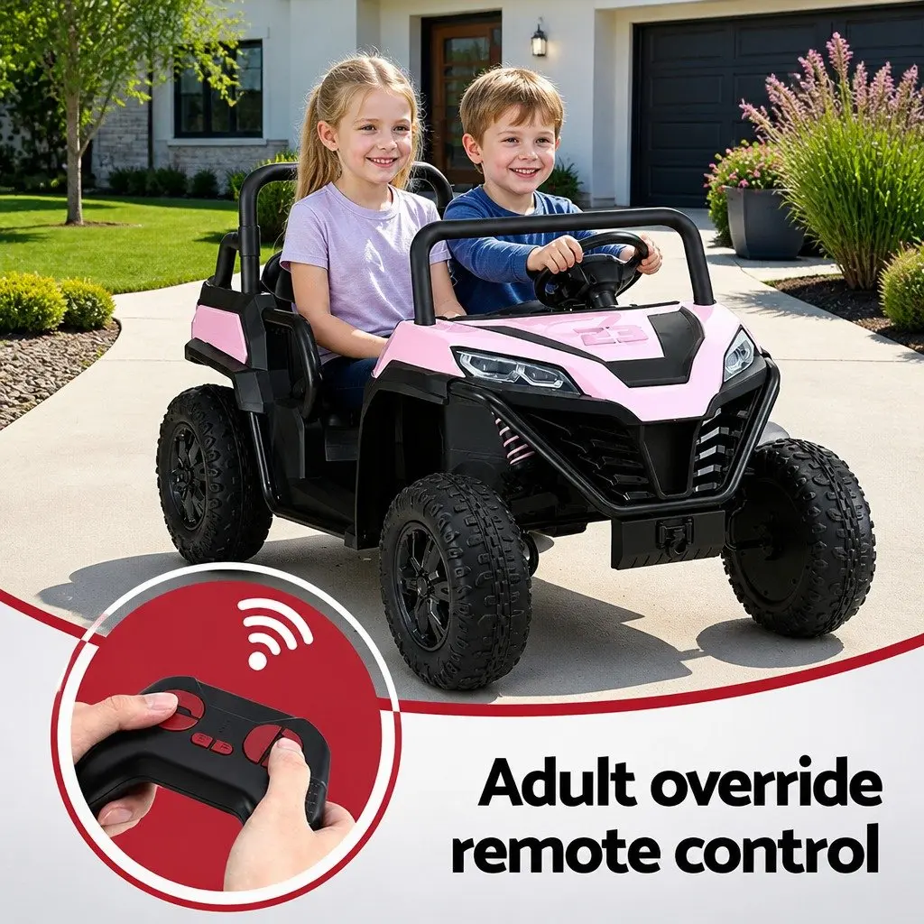 Kids Ride On Car Pink 120cm Electric with Headlight Music Remote Control