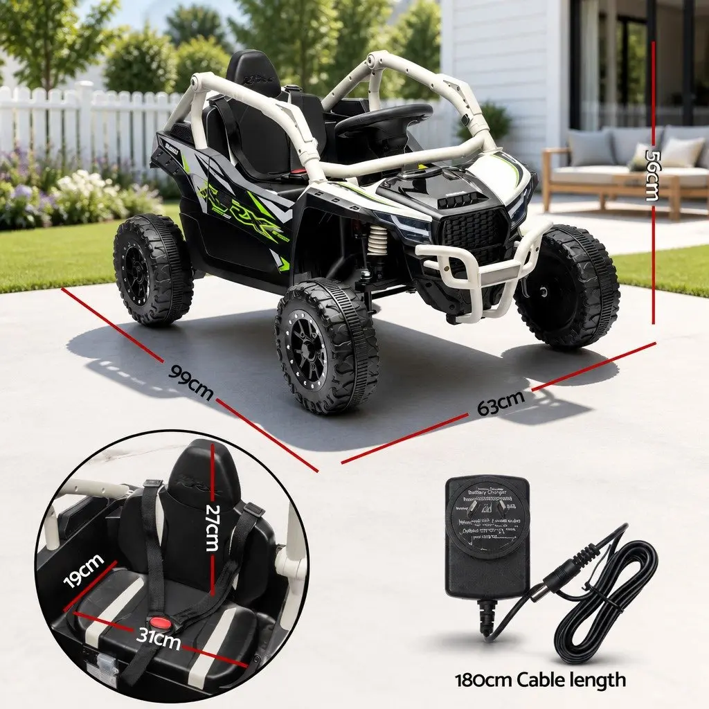 Kids Ride On Car Grey Off-Road Electric Toy with Remote Control Music Steering Wheel