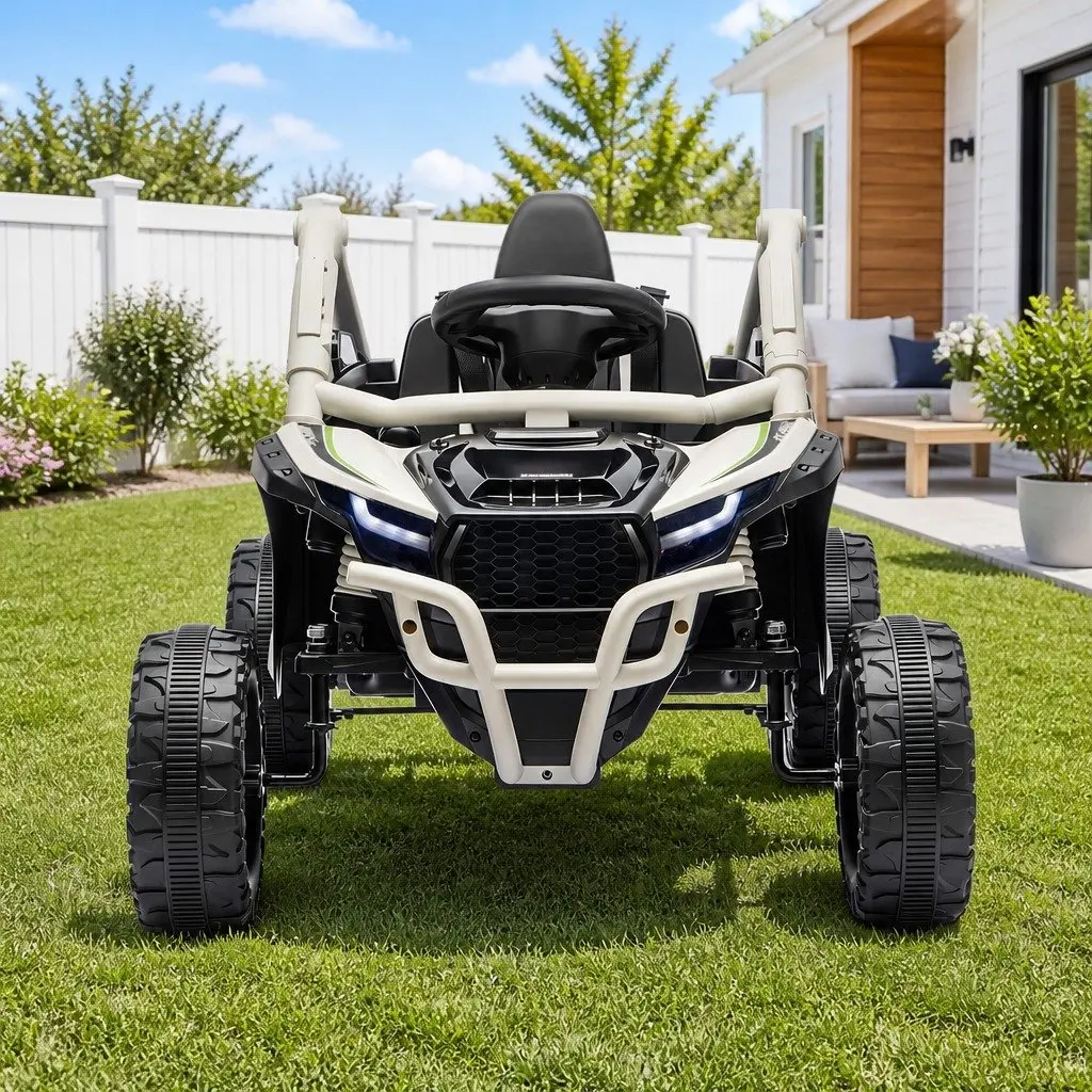Kids Ride On Car Grey Off-Road Electric Toy with Remote Control Music Steering Wheel