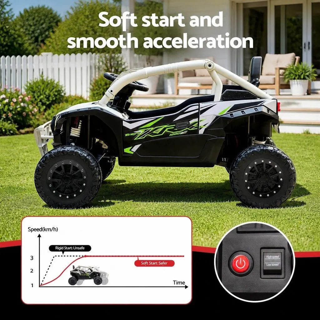 Kids Ride On Car Grey Off-Road Electric Toy with Remote Control Music Steering Wheel