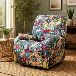 Concise Blue Recliner Chair Slipcover - 4-Piece Set