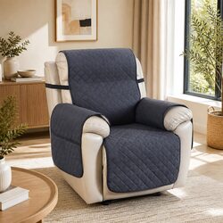 Recliner Chair Cover 1-Seater Water Resistant Grey Diamond Quilted Machine