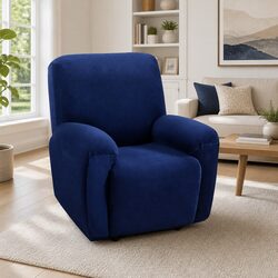 Navy Blue Recliner Chair Cover - Velvet Stretch Material