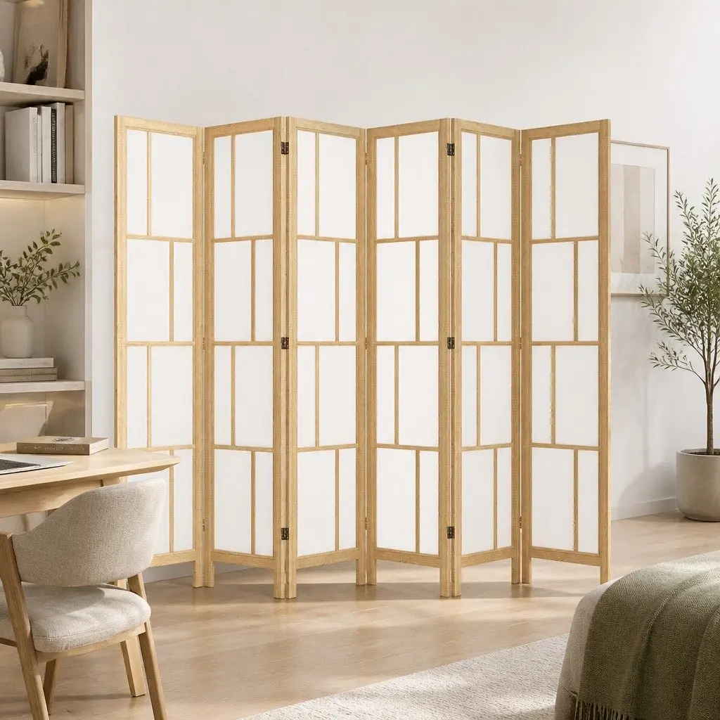 6 Panel Room Divider 170cm Freestanding Folding Screen Partition Indoor Bedroom