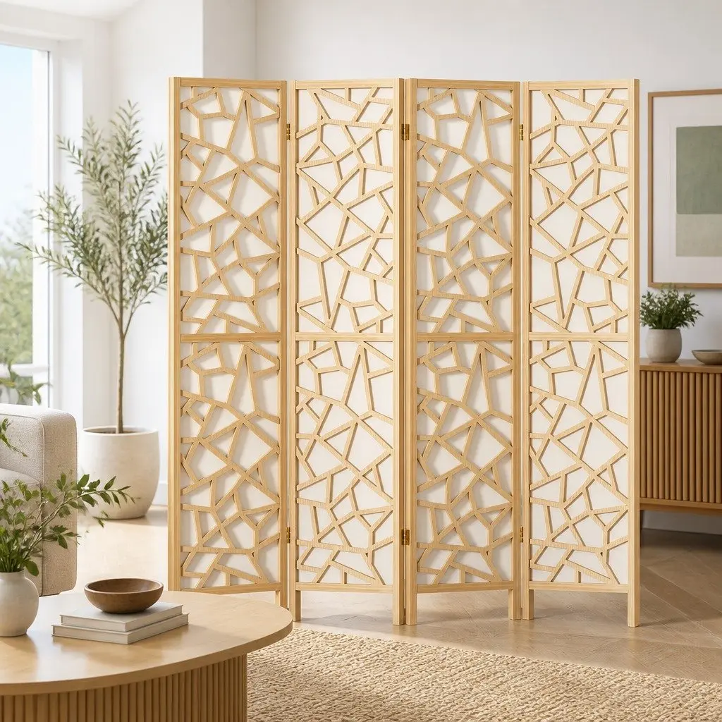 4 Panel Room Divider 162x170cm Pine