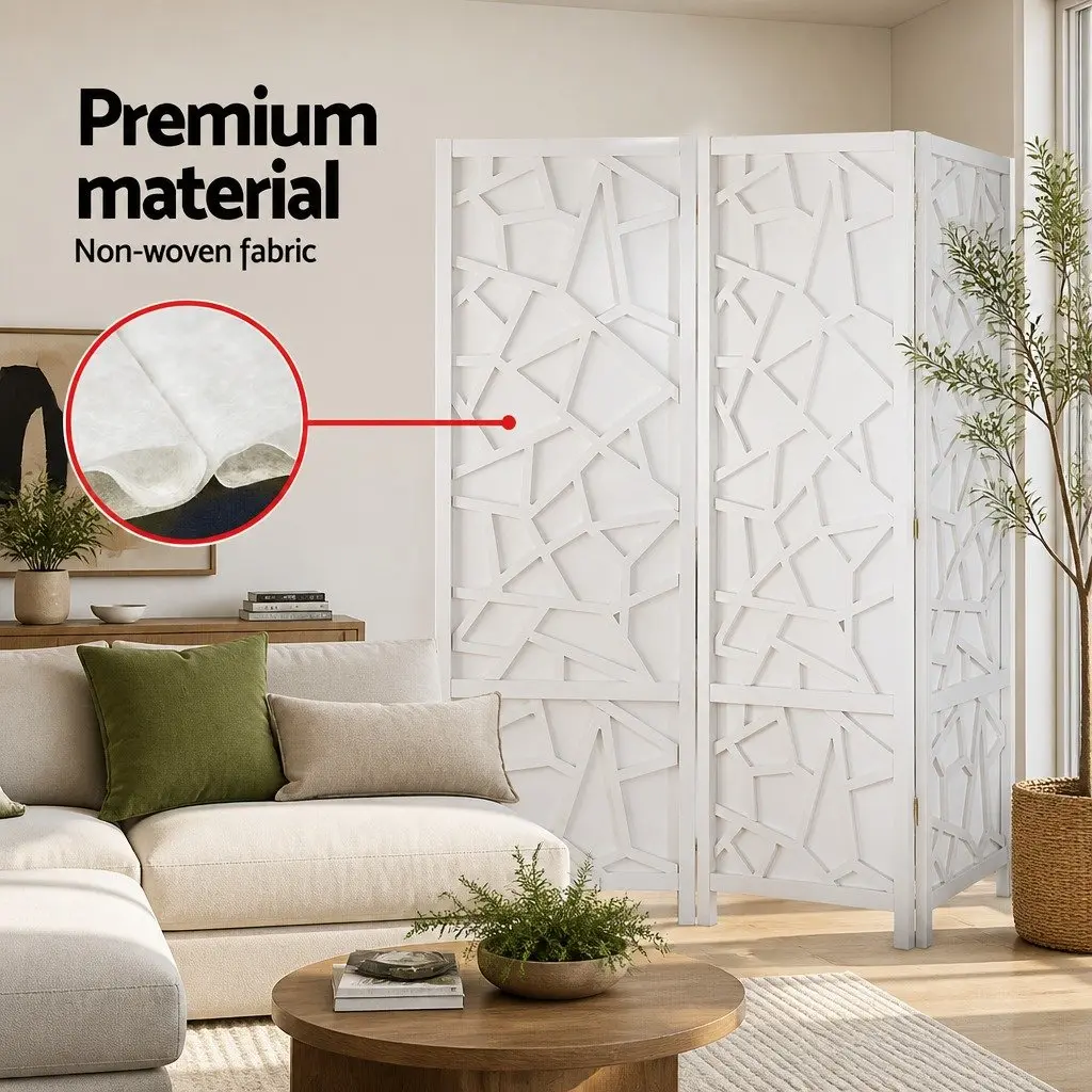 4 Panel Room Divider Screen White 162x170cm Folding Privacy Space Partition