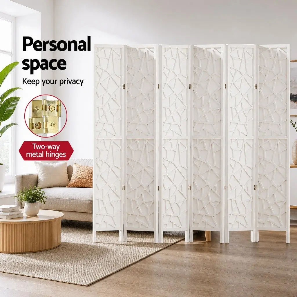 6 Panel Room Divider Screen White 244x170cm Foldable Folding Privacy Partition
