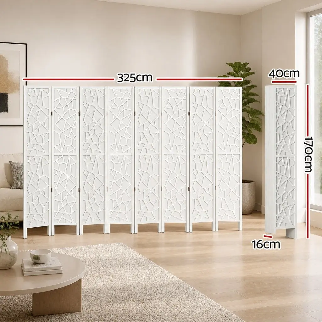 8 Panel Room Divider Screen White 325x170cm Folding Privacy Partition