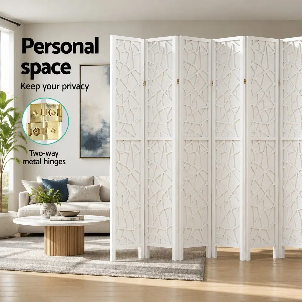 8 Panel Room Divider Screen White 325x170cm Folding Privacy Partition