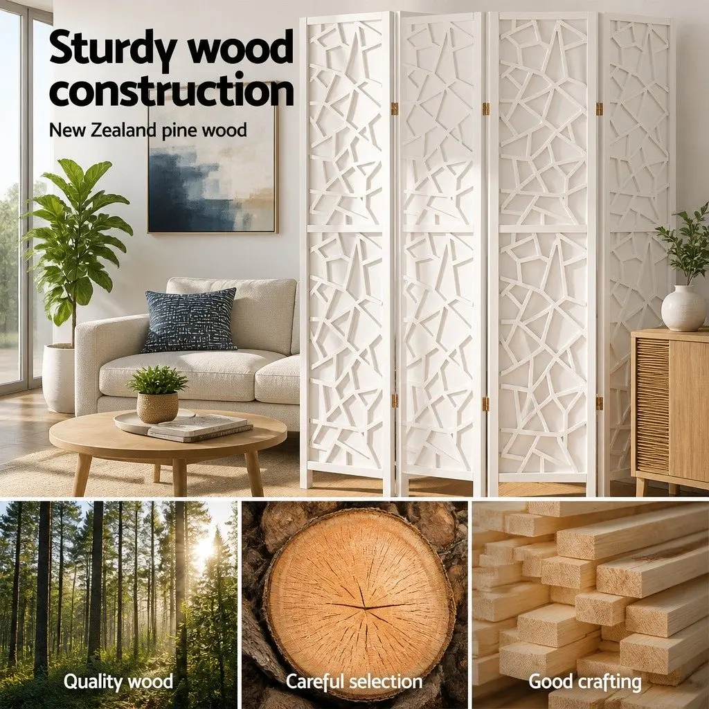 8 Panel Room Divider Screen White 325x170cm Folding Privacy Partition