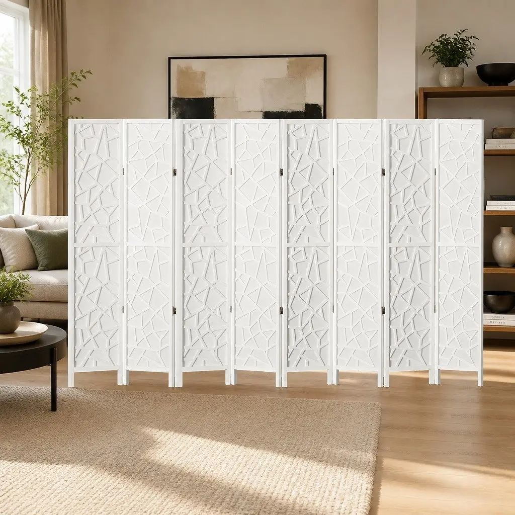 8 Panel Room Divider Screen White 325x170cm Folding Privacy Partition