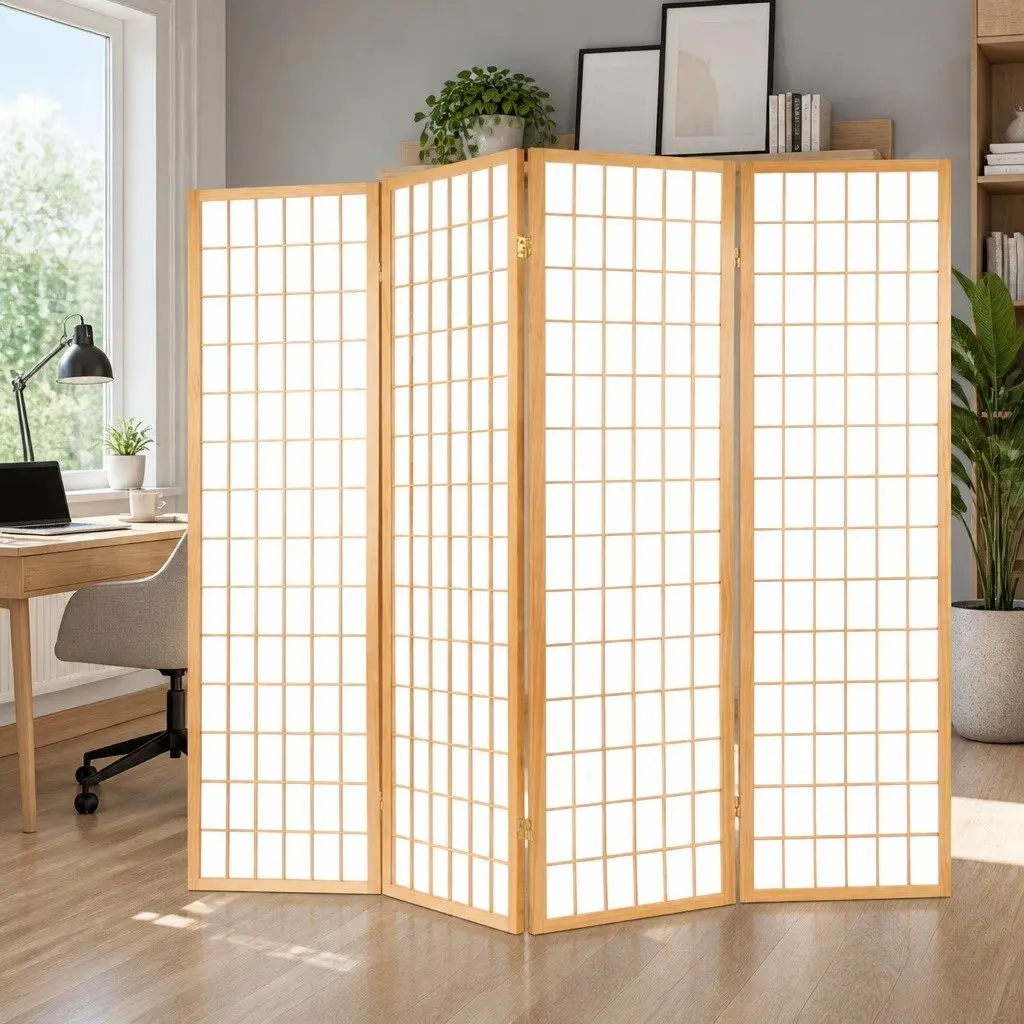 6 Panel Room Divider Screen Folding Partition Privacy Wall Natural 261x179cm