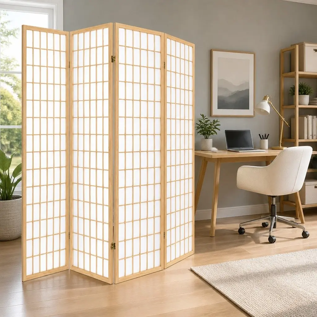 6 Panel Room Divider Screen Folding Partition Privacy Wall Natural 261x179cm