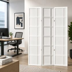 3 Panel Room Divider Screen 132x179cm White Folding Privacy Partition